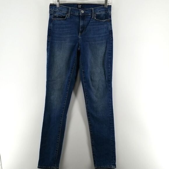 GAP Jeans Womens Size 28 Regular Blue Denim True Skinny Mid Rise 5 Pockets - Picture 2 of 12